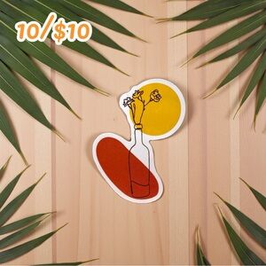 Minimalist Line Art Flower Vase Sticker – 2 1/2” Glossy